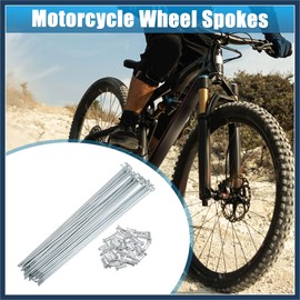 INFINAUTO 36pcs 14G J Bend Bicycle Galvanized Spokes 187mm 7.36" Cycle Spokes with Brass Nipples Steel Spokes for Mountain Bike MTB Stylish Design