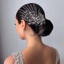 Eiaork Wedding Headband Crystal Bridal Headpiece Rhinestone Hair Accessories for Women Bride and Bridesmaids (188 Silver)