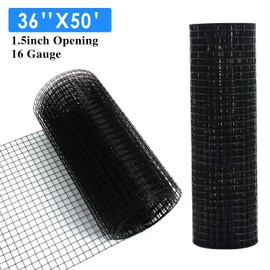 36'' x 50' 1.5inch Hardware Cloth 16 Gauge Black Vinyl Coated Welded Fence Mesh for Home and Garden Fence and Home Improvement Project (36'' x 50')
