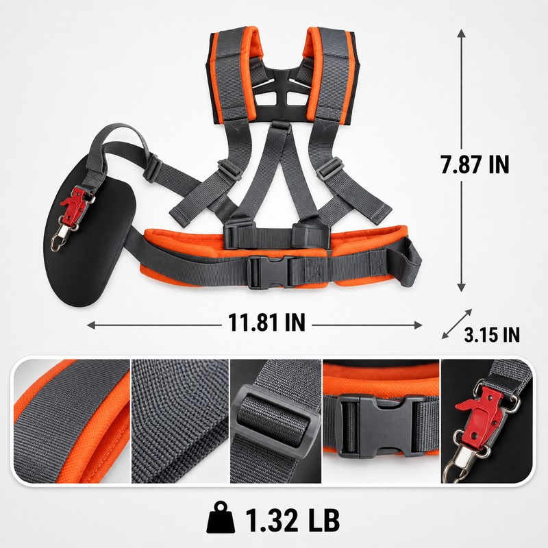 Double Shoulder Harness Strap for Brush Cutter and Lawn Trimmer