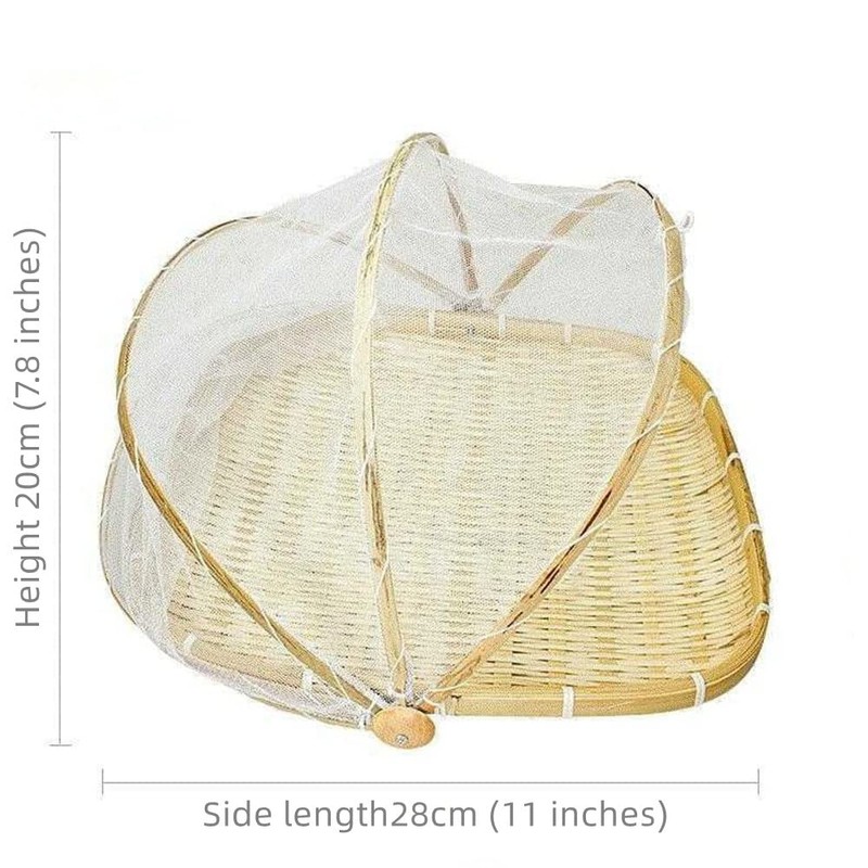 Xshelley Square bamboo tent basket with lid, vegetables/fruits, bread, storage
