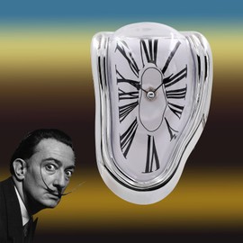 FAREVER - Reloj derretido de Salvador Dalí para decoración en casa, Oficina, Estante, Escritorio, Regalo Divertido y Creativo, Color Plata Roma