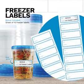 Tafura - Recipientes para congelador con tapas superiores giratorias, paquete de 10 unidades, 32 onzas, contenedores de almacenamiento para congelador, contenedor de almacenamiento de alimentos de