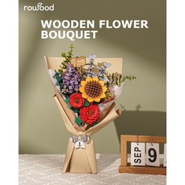 ROWOOD 3D Puzzle DIY Wooden Flower Bouquet, Artificial Flowers Model Kits to be Assembled, Craft Set for Adults, Best Home Décor and Valentine Toy Gift Kit