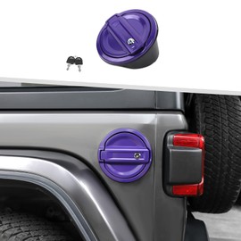 Jimen Fit for Jeep Wrangler JL JLU 2018-2025, Locking Fuel Door Gas Tank Cap Cover (Purple)