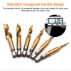 Omninmo 6 Pcs 1/4" Hex Shank Titanium Combination Drill Tap