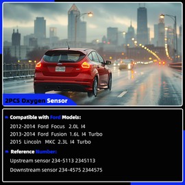 Generic 2PCS 234-5113 234-4575 Oxygen O2 Sensor Compatible with 2012-2014 Ford Focus Fusion 2015 Lincoln MKC Upstream & Downstream Oxygen Sensor Set