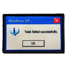 Funny Meme Patches, Task Failed Successfully Patch Hook and Loop Decorative Meme Patches Sew On for Clothing, Dress, Hat, Backbags