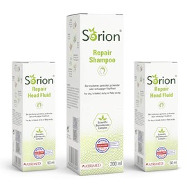 Sorion Shampoo and Sorion Head Fluid Set - Skin Care also for Psoriasis and Eczema with Coconut Oil, Neem and Turmeric
