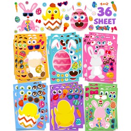 36 Sheets Easter Stickers for Kids Toddlers, Easter Basket Stuffers Easter Egg Decorating Bunny Stickers, Easter Activities Party Favors Games Easter Crafts Gifts for Kids Boys Girls Goodie Bags