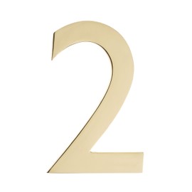 Architectural Mailboxes 4-Inch Brass Floating House Number 2, Polished Brass