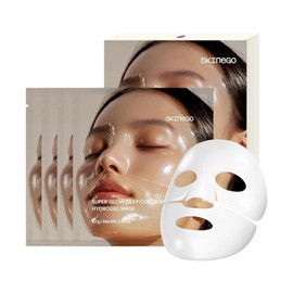 Pharmeus Super Glow Deep Collagen Hydrogel Mask 1.48 oz × 4 Sheets, 5,000,000ppb Hydrolyzed Collagen, Elasticity, Wrinkle Care & Radiance, Overnight K-Beauty Mask (4 Count (Pack of 1))