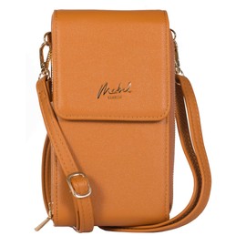 Mabel London PU Leather RFID Blocking Crossbody Cell Phone Bag for 6.7 Inch Cellphone Women Leather Wallet Purses with Credit Card Slots (Becky) - (Light Tan)