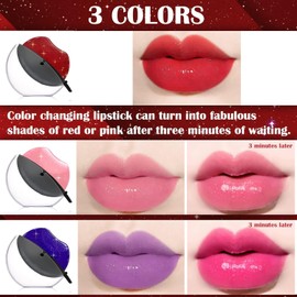 DAGEDA 3 Colors Lazy Lipstick, Pearl Magic Color Changing Lipstick, Labiales Magicos Long Lasting Moisturizing, Not Fade Lip Shape Lipstick for Lazy People（Color A)