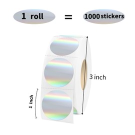 Yeachlaing 1" Holographic Thermal Label Stickers Blue,Printable Rainbow Glitter Thermal Printer Sticker Labels for Gift Wrapping, Self-Adhesive Name Price Tag DIY Custom Logo Design (1000 pcs)