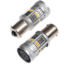 Takenous Truck Bastard S25 Single LED Turn Signal Canceller, Built-in Resistor, Non-Polarity, Vehicle Inspection Compatible, 24 V, High Fla Prevention, Quiet Design, Pack of 2 (Amber, 150° Pin)