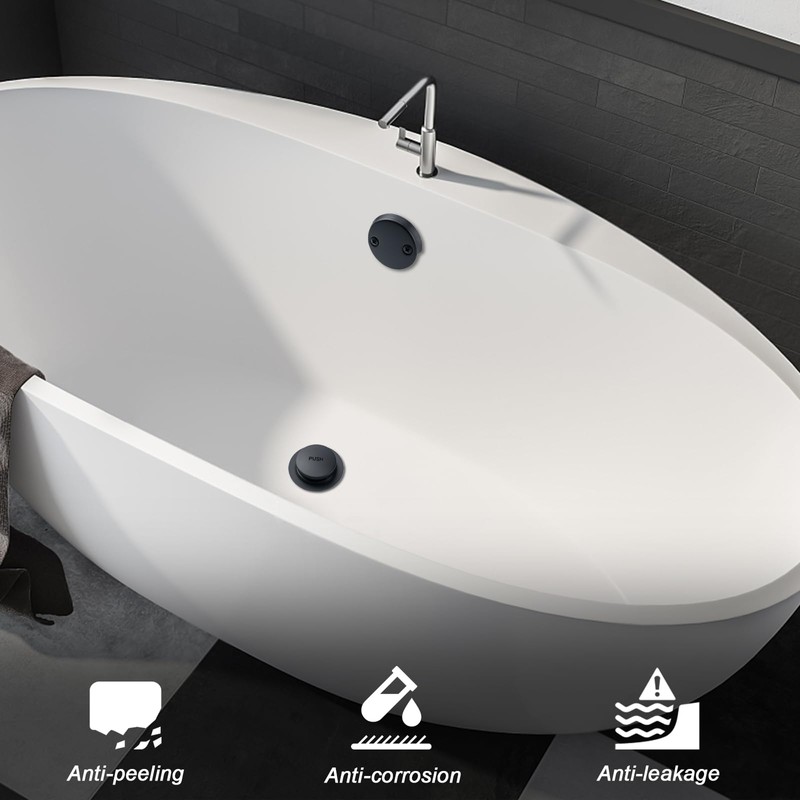 BOOMIBOO Bathtub Drain Tip-Toe Trim Set with Two-Hole Overflow Faceplate,