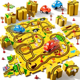 Beby Buty 48 PCS Puzzle Racer Car Track Set Toys for Kids Boys, Christmas Toys Gifts for 3 4 5 Year Old Boys, Puzzle Racer Kids Car Track Set Ages 3-5 4-6, Ideal 3 4 5 Year Old Boys