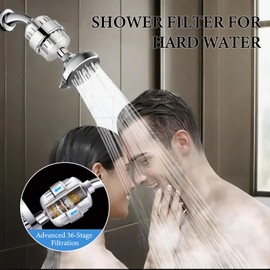 36 Stage Shower Head Filter Shower Head Filter for Hard Water, with 2 Replaceable Filter Cartridges,High Output Shower Water Filter for Removing Chlorine and Fluoride