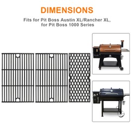 GRISUN Grill Grates for Pit Boss Austin XL, Rancher XL Wood Pellet Grills, Heavy Duty Cast Iron Grill Grids for Pit Boss 1000 Series Grills, 3 PCS