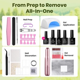 Beetles 55Pcs Gel Nail Polish Kit with U V Light and Nail Drill - 32 Color Gel Nails Kit Fun Camp Professional Manicure Set with Everything and Base Top Coat Home Salon Gifts for Women