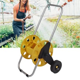 Luqeeg Garden Hose Reel Cart, G1/2 Aluminum Water Hose Cart Garden Hose Reel Holder with Wheels Anti Slip Lawn Water Planting Hose Cart Water Pipe Storage Rack for Outside, Yard, Field