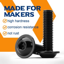 (Pack of 40) M5 x 16 mm Rounded Head Screws with Flange and Hexagon Socket Button Head Screw 304 Stainless Steel Black Oxide Full Thread