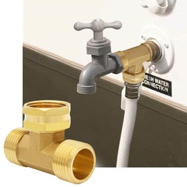 Uenede 2PCS Brass 3/4 Inch GHT Swivel Tee Pipe Fitting 3/4" GHT Male x Female x Male for Garden Hose Threaded Tube Pipe Fittings