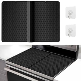 Thick Foldable Silicone Stove Top Cover – 20"x28" Stove Top Covers for Electric Stove, Glass Top Stove Cover, RV Stove Top Cover & Dish Drying Mat (Black, 28''x20'')