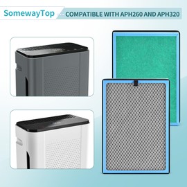 SOMEWAYTOP APH320 Air Filter Replacement Compatible with Pure Morning APH320 and APH260 Replacement Filter 3-in-1 Filtration H13 True HEPA Air Cleaner for Large Room Activated Carbon, 2-Pack