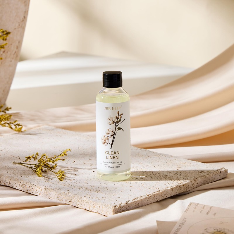 Airkeep Reed Diffuser Oil Refill/Clean Linen/3.38oz（100ml/1 Pack/Scented Oil Refill for