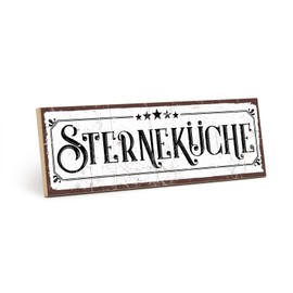 TypeStoff HS-00525 Wooden Sign with Saying - Sternküche - Vintage Look with Quote as Gift and Decoration
