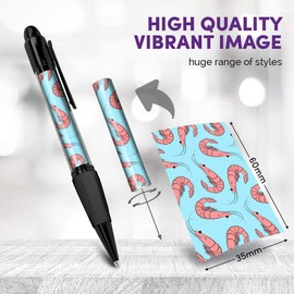 Beautiful and comfortable Set of 2 Matching Pens - Pink Shrimp Pattern Seafood Funny #24186