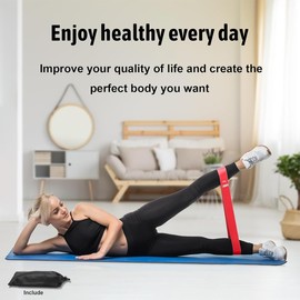 Fitness Bands Set of 5 Exercise Bands with 5 Resistance Levels, 5 x Fitness Bands, Exercise Band, Resistance Band with Carry Bag, for Yoga, Pilates, Muscle Building, Physiotherapy