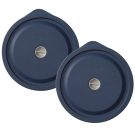 Replacement Lids for Pyrex 7402-PC 7 Cup, Silicone Round Storage Cover Lid for Anchor Hocking Glass Bowl 2 Pack with Date Mark Dark Blue