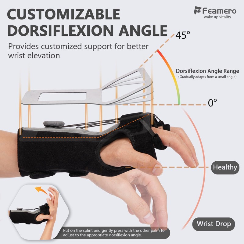 Feamero Radial Nerve Palsy Splint with Knob, Adjustable Dynamic Wrist