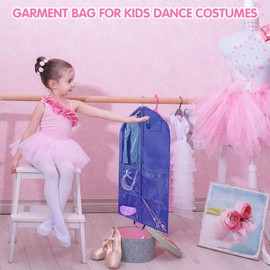 Garment Bag for Kids Dance Costumes, Waterproof Dustproof Hanging Clothes Cover for Closet Storage, 40 Inch Competition Suit Carriers for Dancers Sports Theatre Recital Beauty Pageants Travel