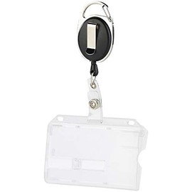 ID holder card holder card holder made of hard plastic for cards and ID card yo-yo with tear-resistant cord, carabiner and belt clip for attachment