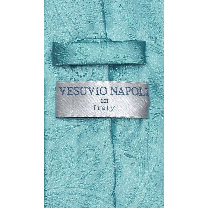 Vesuvio Napoli Necktie Turquoise Blue Paisley Design Mens Necktie, turquoise