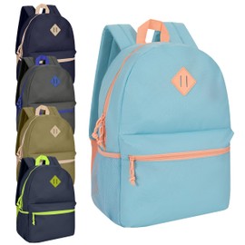 SUPRANICE 5-Pack 17" School Backpacks - Bulk Wholesale Bookbags for Elementary Kids, Middle, and High School Boys Girls, Assorted 5 Colors, Durable Reliable mochila to give away