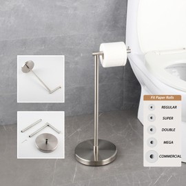 GERZWY Toilet Paper Holder Free Standing SUS 304 Stainless Steel Rustproof Pedestal Lavatory Tissue Roll Holder Floor Stand Storage Modern Brushed Finish DZY002-LS