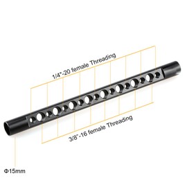 CAMVATE 15 mm Cheese Rod with 1/4"-20 and 3/8"-16 Thread Hole for DSLR Rigs Camera Video Cage (Length: 197 mm)