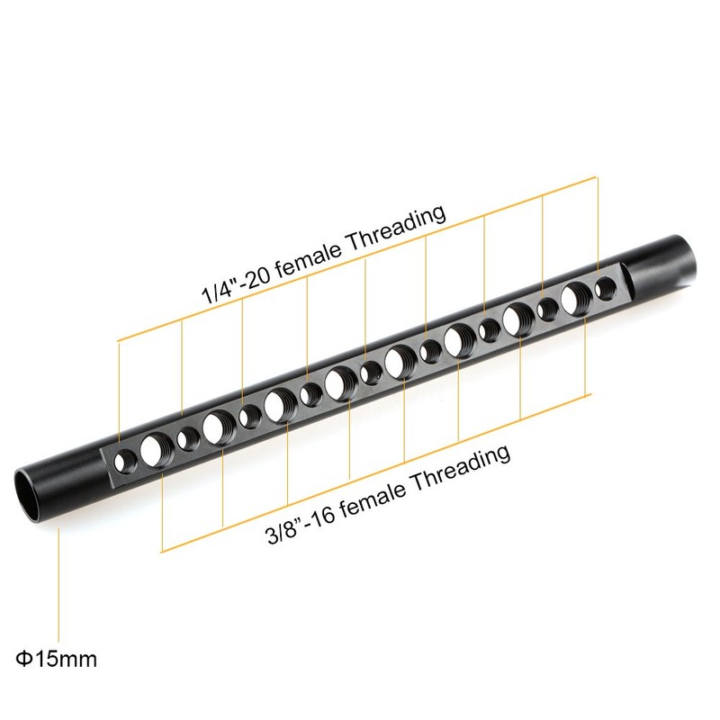 CAMVATE 15 mm Cheese Rod with 1/4"-20 and 3/8"-16 Thread