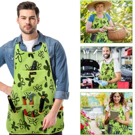 Discoball Oxford Cloth Garden Apron Thickening Garden Tools Belt Multifunction Waterproof Wear-resistant for Women Men (Green)