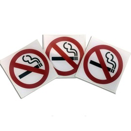 No Smoking Warning Signs Stickers/Decals/Vinyls Sticky Back (pack of three)