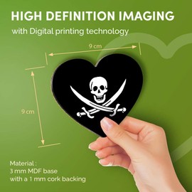 Destination Vinyl ltd Great Coasters (Set of 4) Heart - Pirate Flag Jolly Roger Ship Skull Drink Glossy Coasters/Tabletop Protection for Any Table Type #24025