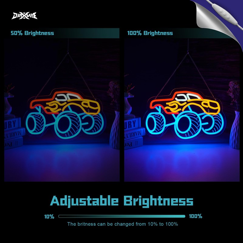 Monster Truck Neon Sign for Wall Decor Teen Room Decor