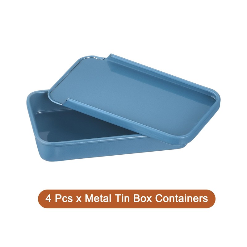 uxcell 4 Pcs Metal Tin Box Container, 2.4x1.3x0.4 Inch Slide