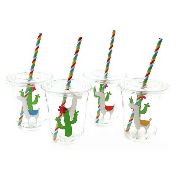 Bright Llama Cactus Party Cups - Set of 12 Baby Shower Birthday Fiesta Supplies