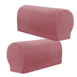 XIEHUZA Arm Rest Covers, Stretch Armchair Couch Armrest Chair Covers for Furniture Protector, Anti-Slip Sofa Chair Arm Caps Spandex Polyester Slipcovers, Set of 2 (Pink)